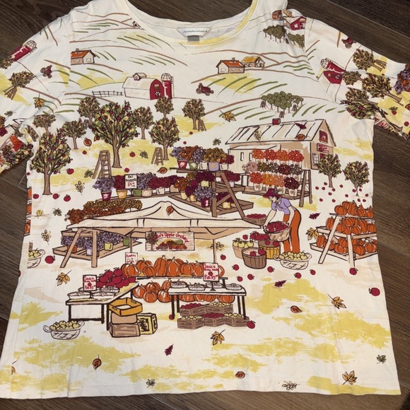 CJ Banks Tops - Vintage Christopher Banks Farm Market Grandmacore Top Autumn Xl